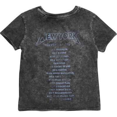 Mini boys grey acid wash NY print T-shirt